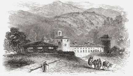 19世紀後半のイタリア、フィレンツェ、ヴァロンブローサの修道院。1890年頃に出版されたサミュエル・マニング師によるイタリアの写真より。