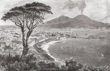 19世紀後半のイタリア、ナポリとヴェスヴィオ山。1890年頃に出版されたサミュエル・マニング師によるイタリアの写真より。