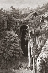 バージルの墓、19世紀後半の南イタリア、ナポリ。1890年頃に出版されたサミュエル・マニング師によるイタリアの写真より。