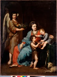 洗礼者聖ヨハネと聖母子 Reynaud Levieux (1613-1699) による絵画 17世紀 太陽 108x76 cm Genes, Musei di Strada Nuova (ex Palazzo Bianco)