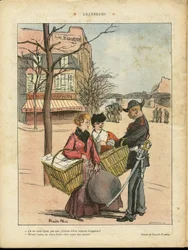 Ricardo Flores (1878-1918)によるイラスト（Le Rire, 29/02/08） - Grandeurs - Paris, Metiers, Architecture Urbanisme, Amour, Shops, Metro - Lavandieres Blanchisseuses