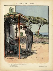 24/02/12のLe Rire紙に掲載されたリカルド・フローレス（1878-1918）のイラスト - コートダジュール...迅速 - 医療, 田舎, 海, 海辺, 下働き, コートダジュール