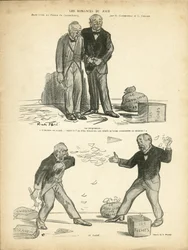 12月28日付『Le Rire』紙に掲載されたリカルド・フローレス（1878-1918）のイラスト - 今日のロマンス - パナマのケース、記録のケース、抑圧 - シャルトリューのミリオン - コンブ・エミール（1835-1921）、クレマンソー・ジョージ