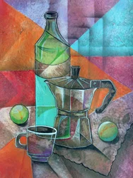 幾何学的なコーヒーの静物画