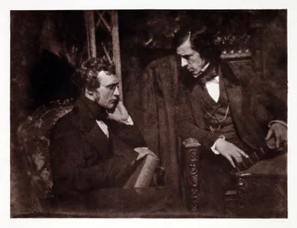 会話する二人の男性：サミュエル・ブラウン博士（1817-1856）とジョージ・ギルフィラン牧師（1813-1878）、1840年頃の写真