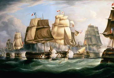 トラファルガーの戦い、1805 年 10 月 21 日、真昼 (キャンバスに油彩)