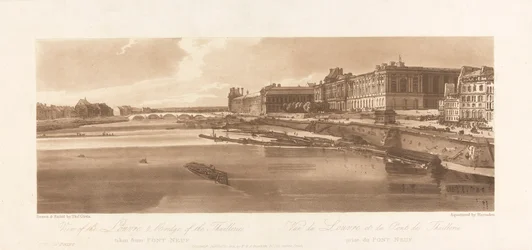 Vista do Louvre e da Ponte das Tulherias, tirada da Pont Neuf. 1802; Placa 2 de Views in Paris, o Emanuel Volume Tracing da placa, B1981.25.2613