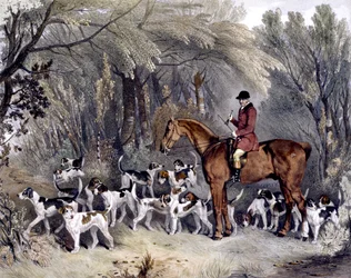 W.Head, Huntsman to the Donnington Hounds, J.W. Giles (1801-70) 1837年（カラーリトグラフ）の刻印。