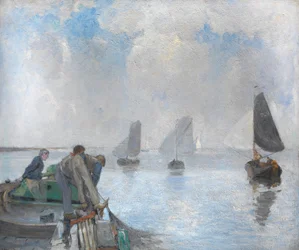Shrimpers no Lower Scheldt (óleo sobre tela)