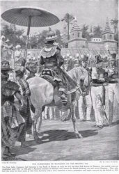 ラングーンのイギリスへの降伏、1824年、「ハッチンソンのイギリス国民の物語」、1923年頃のイラスト