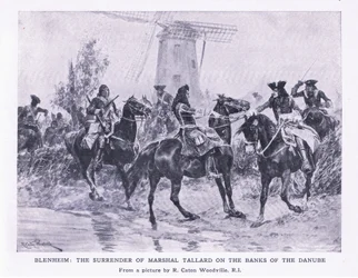 ブレナム、1704年8月13日：ドナウ川のほとりにあるマーシャルタラードの降伏、イギリス海と陸の戦い、1915年のイラスト