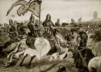 クレシーの戦い、1346年8月26日、「ハッチンソンのイギリス国民の物語」、1923年頃のイラスト