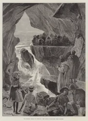 タンジェ近くのヘラクレスの洞窟であるモロッコへのイギリス代表団