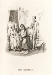死の骸骨といんちき医者。 1827年（彫刻）