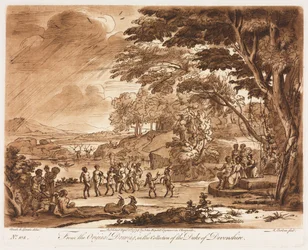 リベルベリタティス：No. 108、サテュロスとニンフが踊る風景、1775年。