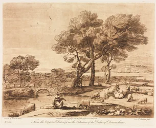 Liber Veritatis：No. 135、A Landscape、With Buildings、Mercury Stealing Admetuss Cattle ...、1776。