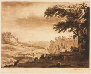 Liber Veritatis：No. 7、牛がいる山岳地帯の島の風景、1774。