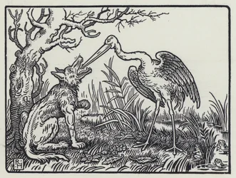 狼と鶴」（版画