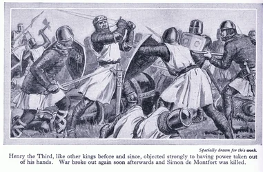 ヘンリー3世は彼の力を彼の手から奪うことに強く反対しました。戦争が勃発し、Simon de Monfordが殺害された、1950年頃