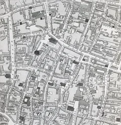 ギルドホール周辺のロンドンの街路図、1795年（印刷）