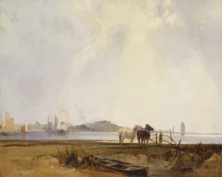 フランス、Quilleboeufの近くの風景、c.1824-25（キャンバスに油彩）
