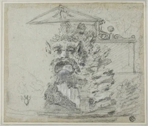 「Il Mascherone」、ボルゲーゼ公園の敷地内にあるロカイユの噴水、1754 年頃