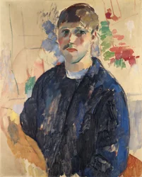 青いブラウスの自画像 - 青いブラウスの自画像、Wouters, Rik (1882-1916) 作。 キャンバスに油彩