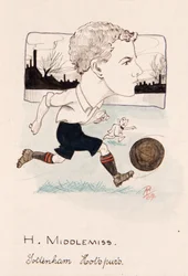 バートミドルミス、トッテナムホットスパー、シガレットカードのセットの抽選、1907年（カードにペンとインク）