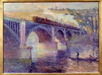 Le pont aux Anglais、日没 ロバート・ピンチョン (1886-1943) による絵画 20 世紀の太陽。 0.52x0.73 m ルーアン、美術館