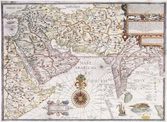 東アフリカ、アラビア、インドの地図、1598年