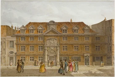 1819 年、ロンドン市、キング ストリートのブラックウェル ホールの眺め。