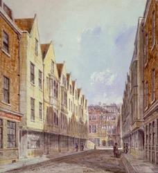 ウィンチェスター・プレイスが遠くに見えるグレート・ウィンチェスター・ストリートの眺め、ロンドン、1839年。