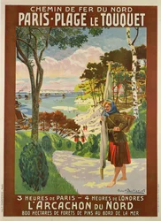 Paris-Plage le Touquet、Pas de Calais、1910年頃のポスター広告（カラーリソ）