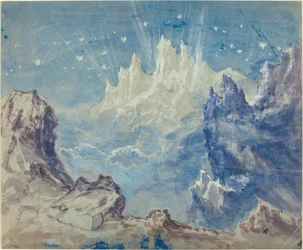 星空の幻想的な山岳風景