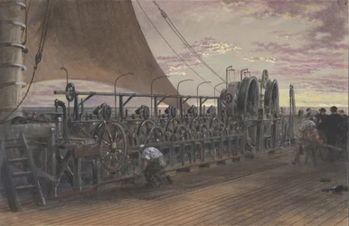 グレート・イースタン号の船尾にある払い出し機、1865 年。