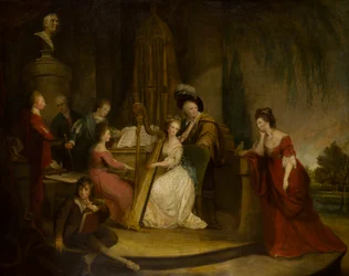 ヘンリー・ブリッジマン卿と彼の家族がヘンデルの胸像の下で音楽を作っている、1762-90年頃（キャンバスに油彩）