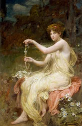 「デイジー・チェーンを作るロバート・ファウラー（1853-1926）作 個人蔵