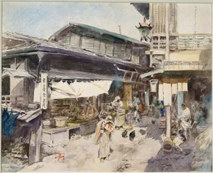 伊香保の街並み（水彩画）