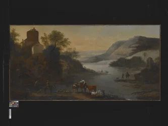 Paisagem com animais (óleo sobre tela)