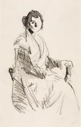座る女性