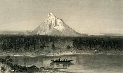 「コロンビア号からのフッド山」、1872 年。