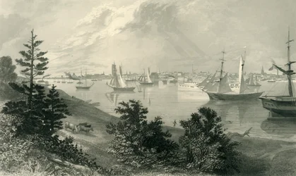 「カナダ海岸からのデトロイト市」、1872年。