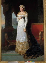 Portrait en pied de Laetitia Bonaparte (Letizia Maria Ramolino) (1750-1836), Madame Mere ロベール・ルフェーヴル（1755-1830）の絵画 1813.ディム。2,35 x 1,50 m. Versailles, Musee du Chateau - Ramol生まれのMarie Laetitia Bonaparte（1750-1836）の全身像。