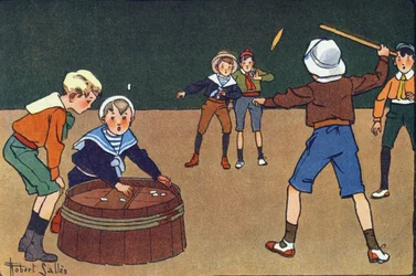 オッセレツとキネツ。E.ウェーバーの「私たちは何をしているの？「ロベール・サレス（1871-1929）の水彩画によるE.ウェーバー作。パリ、ガルニエ・フレール出版社