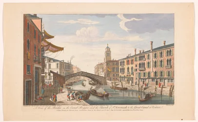 Gezicht op de Ponte delle Guglie over de Canale di Cannaregio te Venetië レッジョ運河の橋の眺め。 そして聖ジェレミア教会からベニスの大運河へ（オブジェクトのタイトル） ベネチエ（シリーズタイトル）