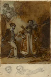 Stephano, Trinculo e Caliban com o guarda-roupa mágico de Prospero