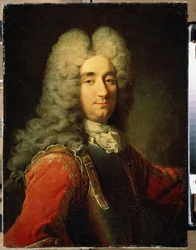 男の肖像（男の肖像）。 Robert Tournieres (1667-1752) による絵画。 キャンバスに油彩、サイズ: 75 x 55 cm