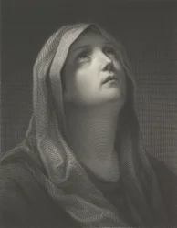 右を見上げる聖母の頭、レニの後、1869 年。