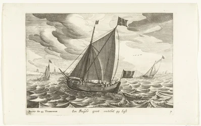 ボイエ Een Boeijer groot about 44 Last / Boïer de 44 Tonneaux (オブジェクトのタイトル) Hollandse scheepstypen、1627年（シリーズタイトル） 様々な船 Don ton se sert dans les Unies Provinces / 主に海域で使用される様々なオランダ船のアイコン
