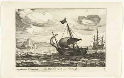 ドッグブーツのドッガー Een Dogh-boot groot about 8 Last / Dogh-Boot de 8 Tonneaux (オブジェクトのタイトル) Hollandse scheepstypen、1627年（シリーズタイトル） 様々な船 Don ton se sert dans les Unies Provinces / Icons of Various Dutch Ships which use maxi